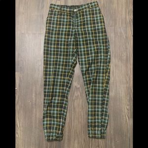 Almost Famous Green/Black/Yellow/White Plaid Button Joggers